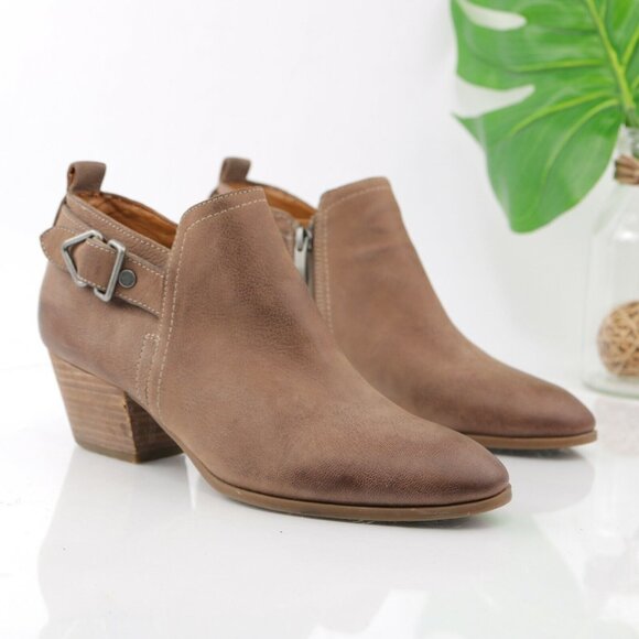 Franco Sarto Womens Garfield Boot Size 8.5 Tan Leather Block Heel Bootie Comfy - Picture 12 of 12